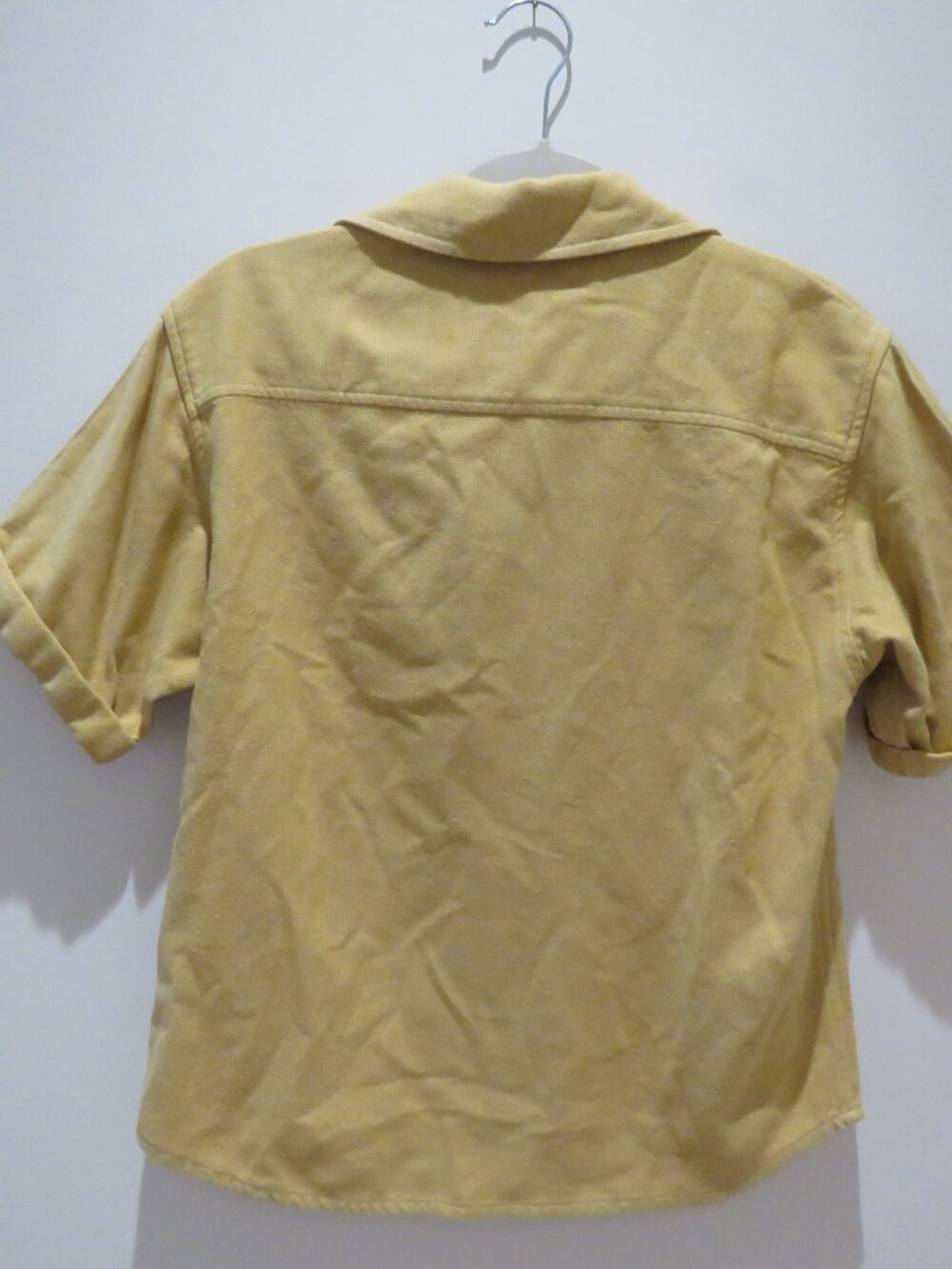 ANIAN Oxford Camp Collar Shirt Mustard Small Boxy Cropped Woven Casual Cotton - Picture 7 of 12